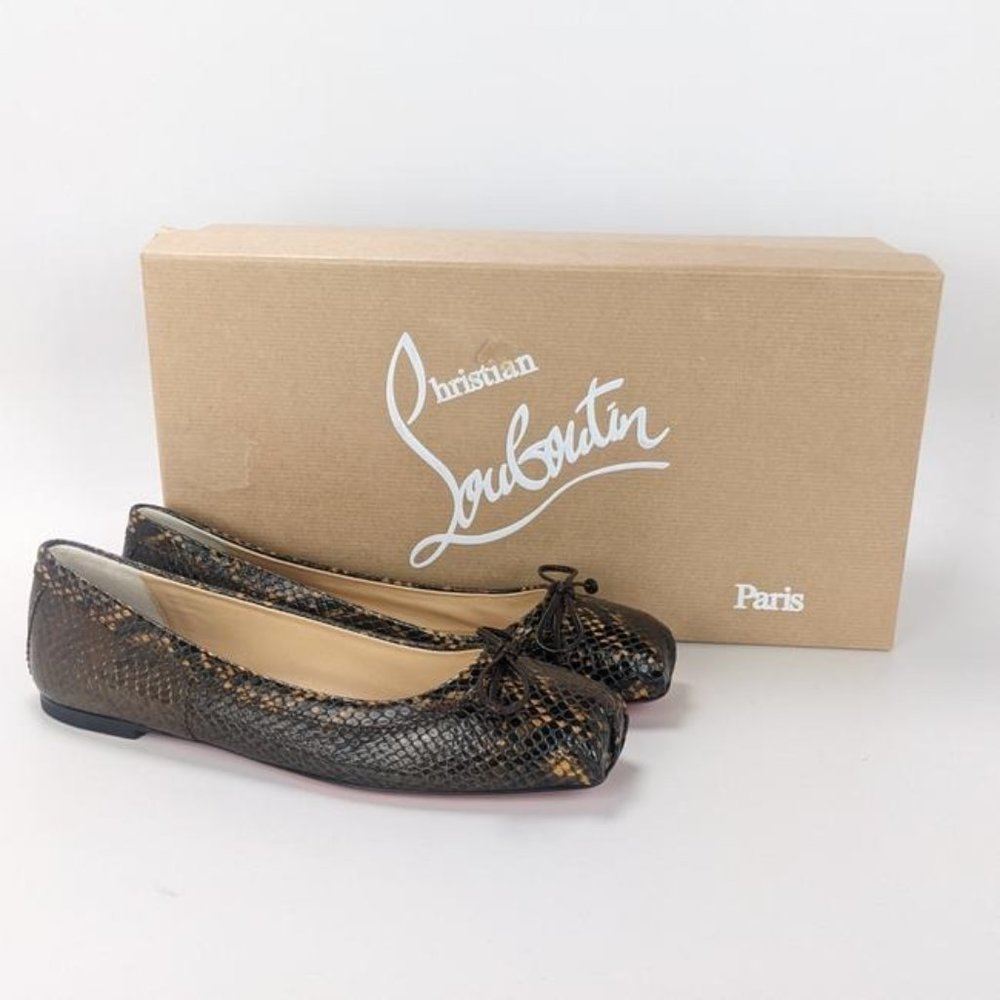 SOLD Christian Louboutin  Mamadrague Snake Embossed Amazonia Leather Flats 36.5 - Picture 4 of 4
